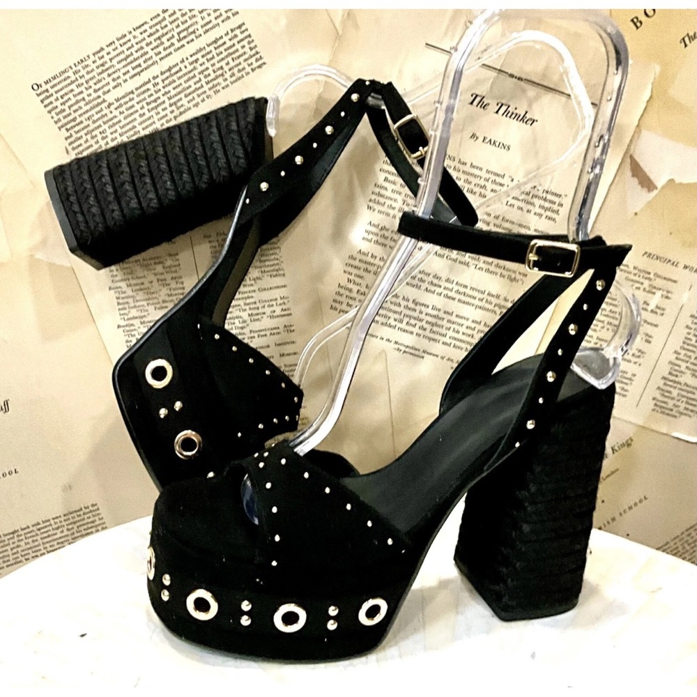 Anthropologie Castaner Fruamba Studded Heel Platform Sandal Black
